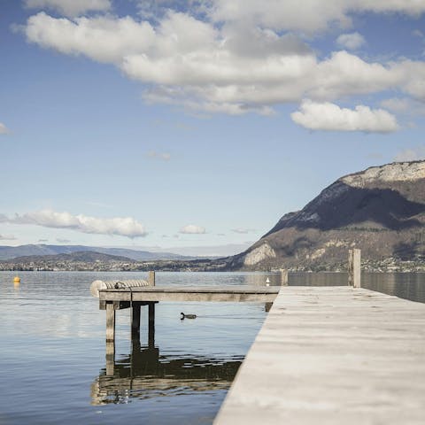 Wake up and stroll down to the private pontoon