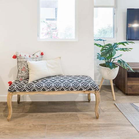 Relax in the home's stylish interior