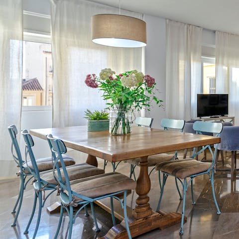 Set the table ready for a homemade tapas lunch