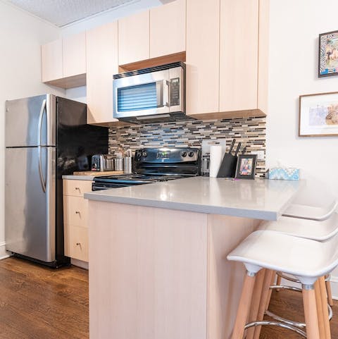 Cook up a lovely lunch in your well-equipped kitchen