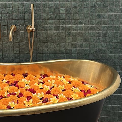 End the day with a massage treatment and a long soak in the bath