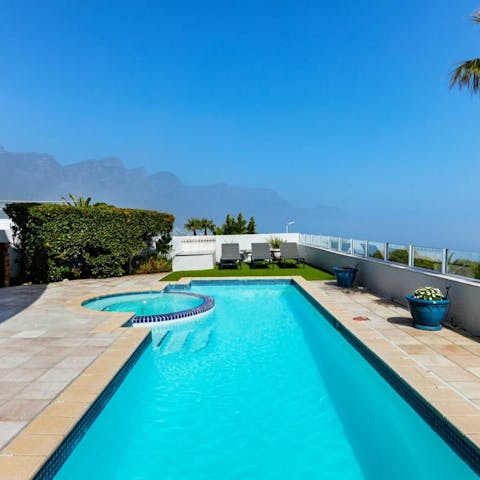 While away sunny afternoons in the private pool