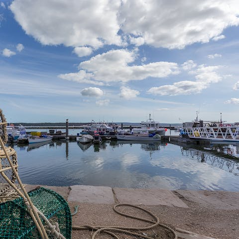 Admire views of the harbour from this quayside home