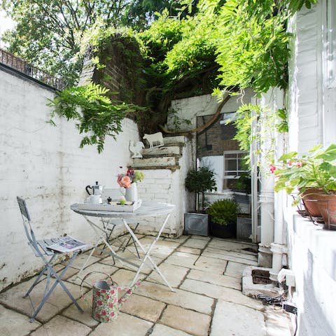 Catch the morning sun on the whitewashed patio