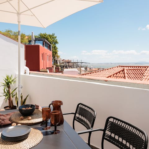 Enjoy a glass of wine out on your private, sea-facing terrace