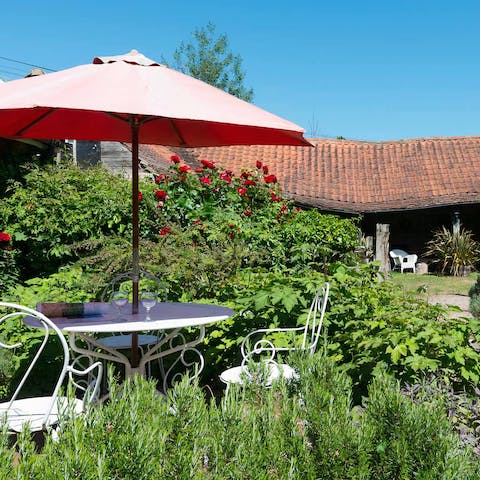 Indulge in an evening tipple on the small patio, watching as the stars come out overhead