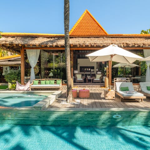 Swim lengths in the private pool for some morning exercise