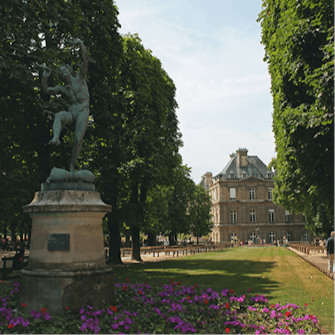 Enjoy a stroll through the lush greenery of nearby Luxembourg Gardens