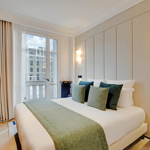 Unwind in the serene bedroom after a day of sightseeing