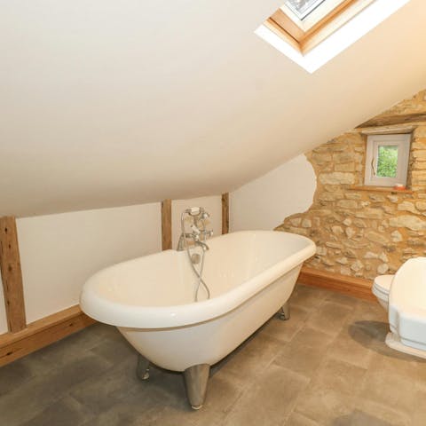 Soak in the roll top bath after a day in the great outdoors