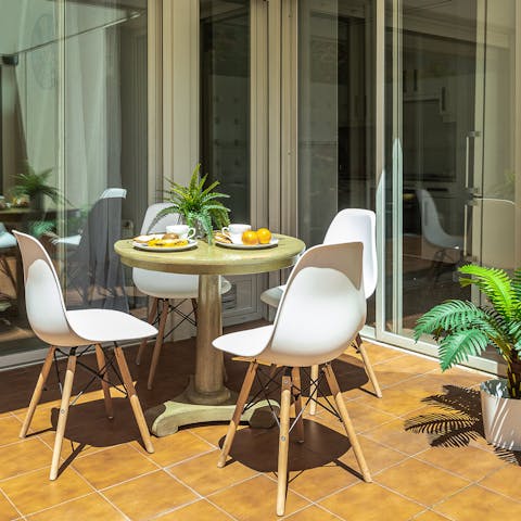 Gather for an alfresco feast on the private terrace