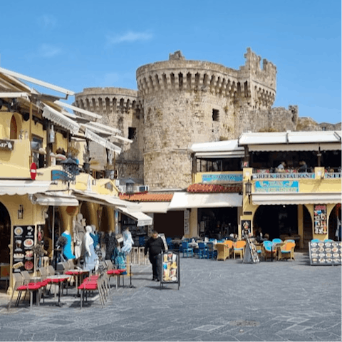 Head into Rhodes Town centre for an evening meal