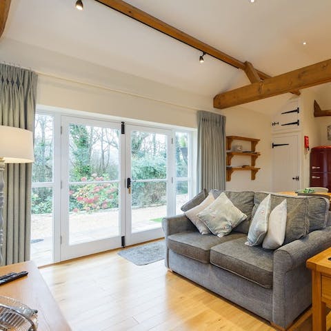 Open up the French doors in the morning to let in some fresh, country air