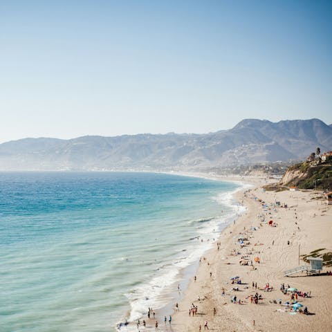 Soak up the sun at Malibu beach, 20 minutes away
