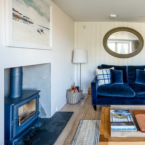 Cosy up beside the log burning stove in the winter months for movie night’s