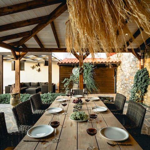 Look forward to dining altogether on the covered terrace