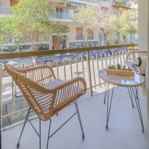 Sip your morning coffee on the private balcony