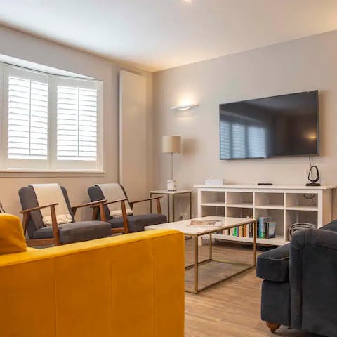 Kick back in the stylish living room after a day of sightseeing
