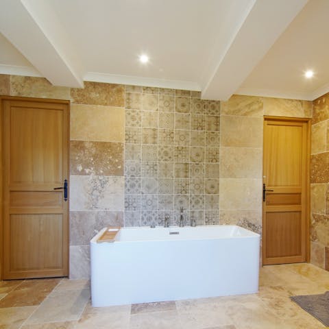 Soak in the bath tub after a day of exploring Provence