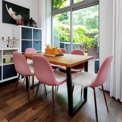 Gather around the dining table for a laidback meal at home