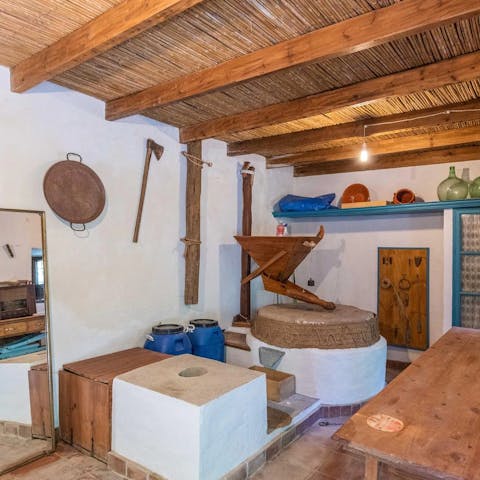 Embrace the home's history in the old mill hall and kitchen