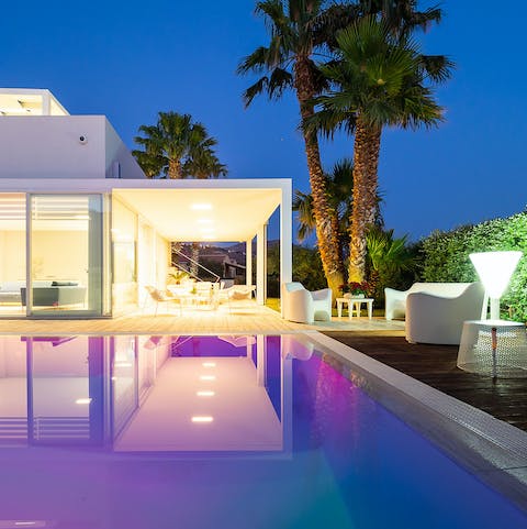 Enjoy a night swim under the effervescent glow of the pool lights