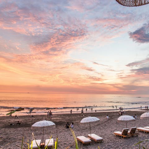 Relax at Canggu's beaches, they're fifteen minutes away by car