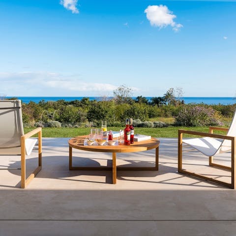 Enjoy sea views from the private patio