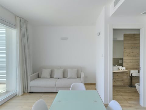 Take a moment to relaxed in the pared-back living space