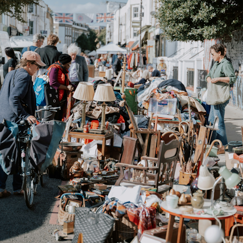 Discover the bustling stalls of Portobello Market, only 500 metres away