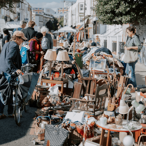Discover the bustling stalls of Portobello Market, only 500 metres away