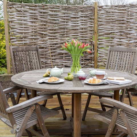 Enjoy a spot of tea out in the courtyard