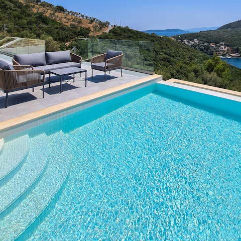 Take a refreshing dip from the Mediterranean sun in the private infinity pool