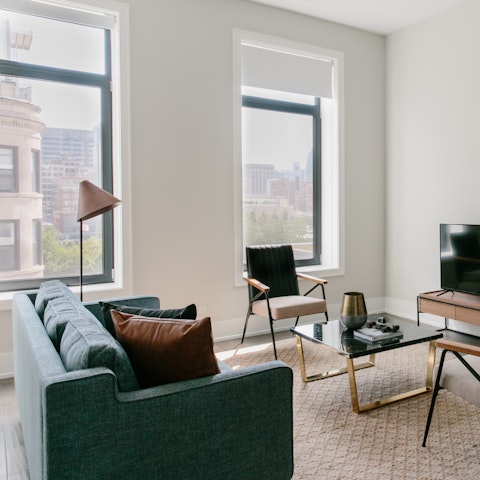 Kick back in the bright living space with fabulous views