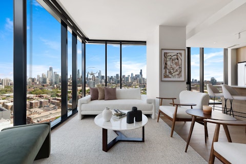 Gaze out over the Chicago skyline from floor-to-ceiling windows