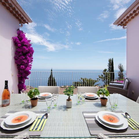 Tuck into a delicious lunch out on the dining terrace