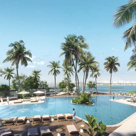 Take a dip in the shared rooftop pool