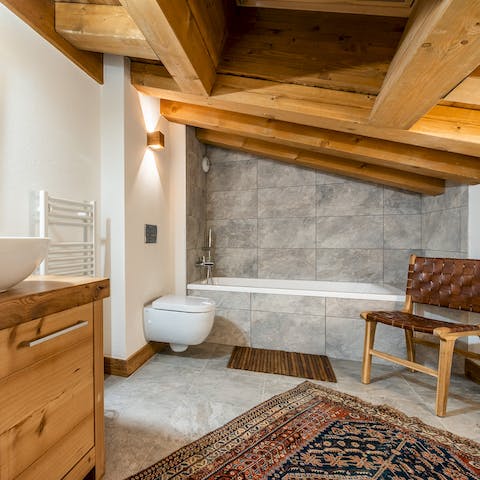 Unwind in a bubble bath after a day of exploration