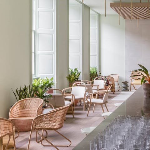 Take to one of the cafe tables for a change of work scene