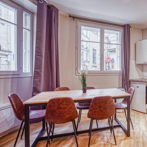 Enjoy mornings with pastries and coffee around the sleek dining table