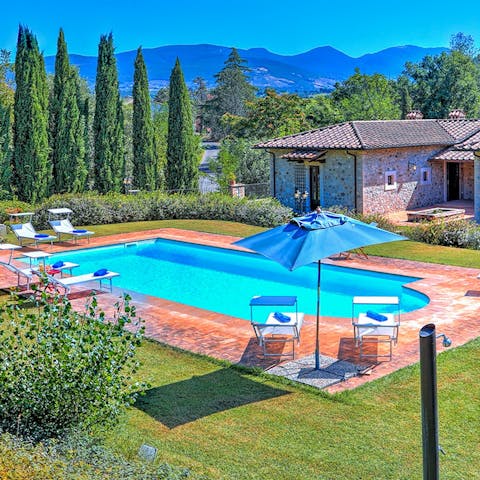 Take a dip in the Roman-style swimming pool