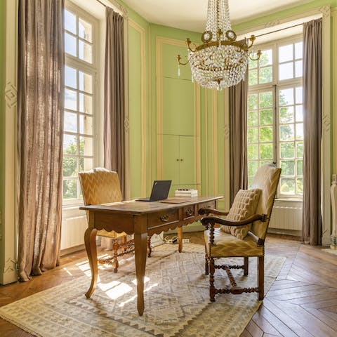 Knuckle down to some work in the opulent home office set up