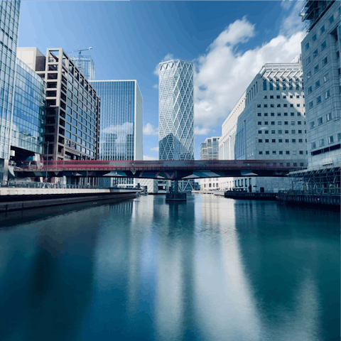 Stroll amongst the skyscrapers in iconic Canary Wharf