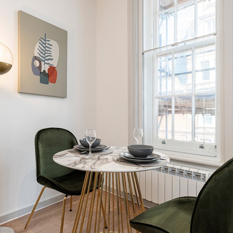 Enjoy a relaxed meal in the stylish dining area