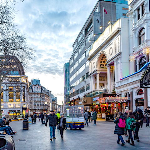 Feel the buzz of vibrant Leicester Square nearby