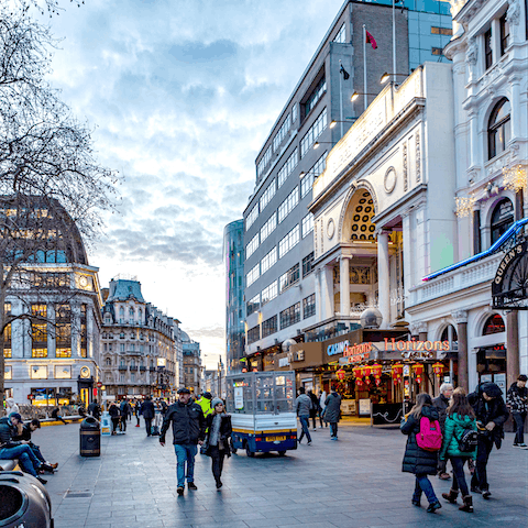 Feel the buzz of vibrant Leicester Square nearby