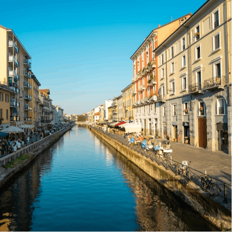 Soak up the golden hour vibes at the nearby Navigli