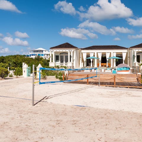 Play volleyball on your private beach side court