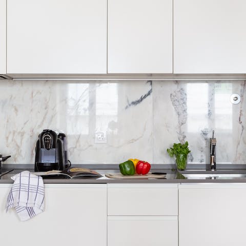 Prepare food easily in the sleek kitchen