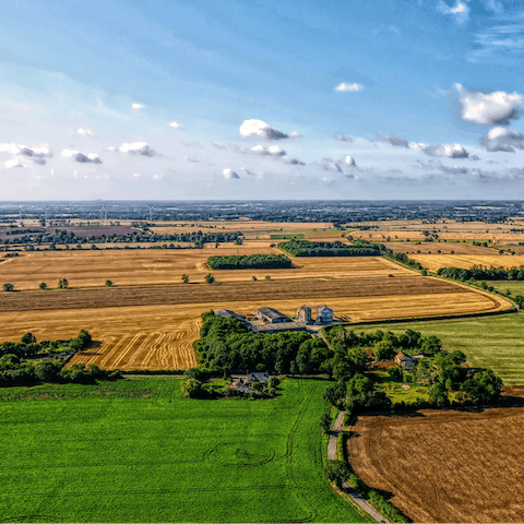 Explore the beautiful Suffolk countryside on your way to Lavenham – it's an eleven-minute drive away